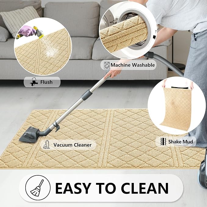 REFETONE Indoor Doormat, Front Back Door Mat 20"x32" Absorbent Rubber Backing - Image 6