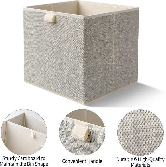 Storage Baskets, 11.8-Inch Woven Fabric Bins, Storage Cubes - Image 5