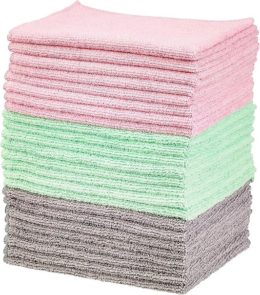 Amazon Basics Microfiber Cleaning Cloths, Ultra Soft and Absorbent, Free from by AmazonBasics