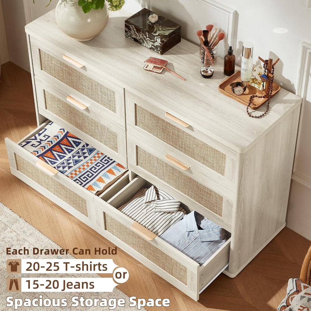 LEYAOYAO Rattan Dresser for Bedroom, 48'' Drawers Dressers