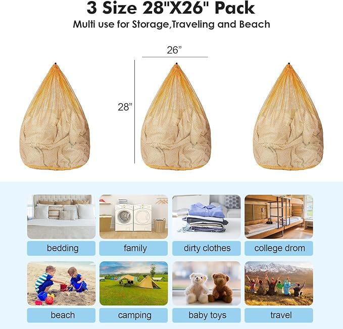 3Pcs Mesh Laundry Bags Washing Machine Mesh Wash Bags Jumbo - Image 5
