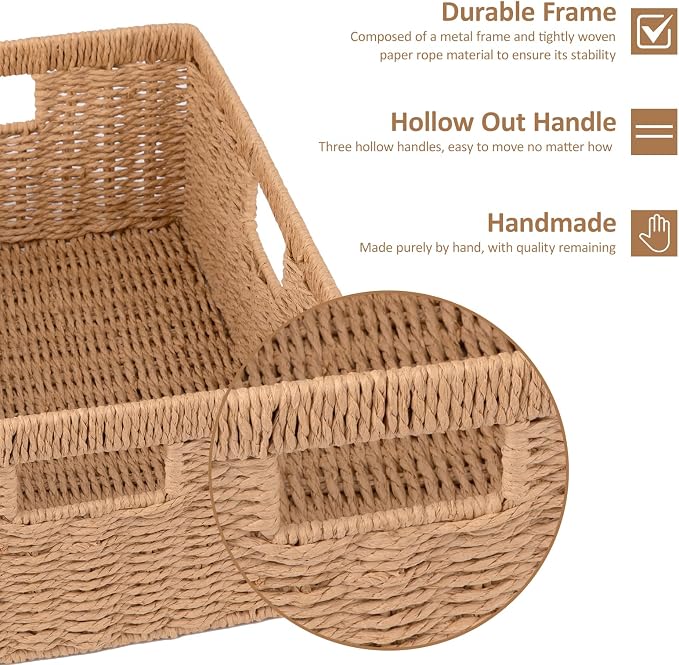 OIAHOMY Wicker Basket, Paper Shelf Basket - Image 2