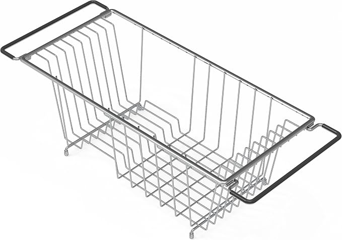 Simple Houseware Over Sink Counter Top Stainless Steel Dish Drainer Drying Rack - Image 5