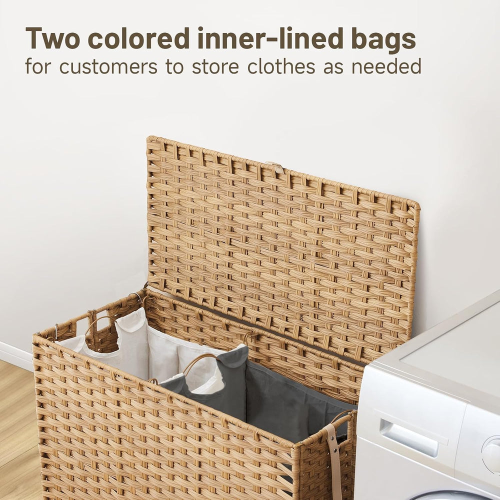 Laundry Hamper with Wheels, 34.3 Gallon(130L) Rolling Laundry Basket with Lid...