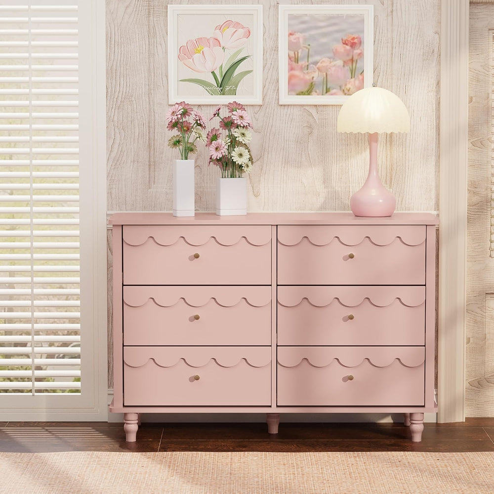 Anbuy Scalloped Dresser for Bedroom Girls Organizer Storage with Drawers, Pin...