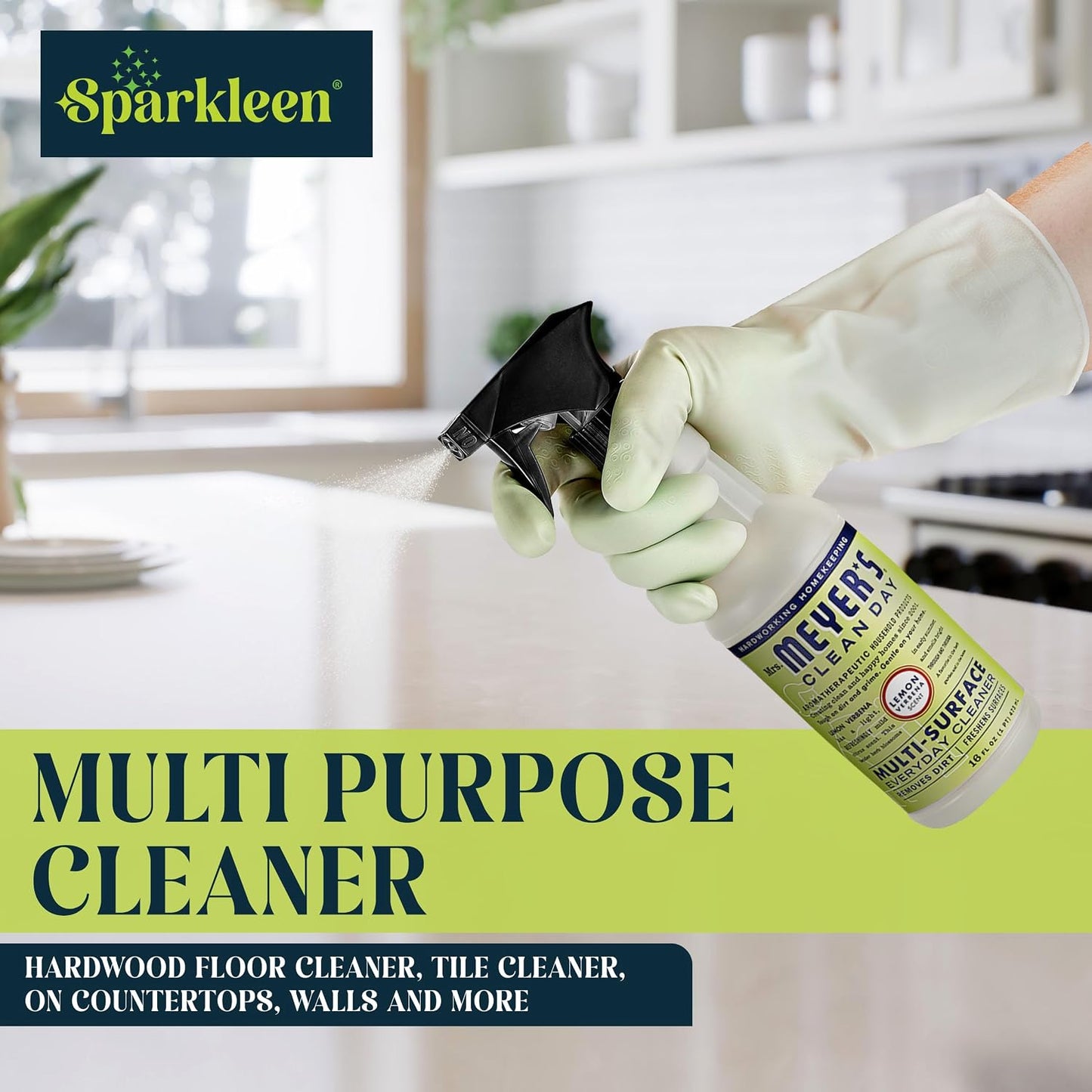 Mrs. Meyers Multi-Surface All Purpose Cleaner Set, Multi-Purpose Cleaner 2 Pack Spray and Cloth Set Bundle for Bathroom, Living Room or Bedroom, 16 oz, Lemon Verbena