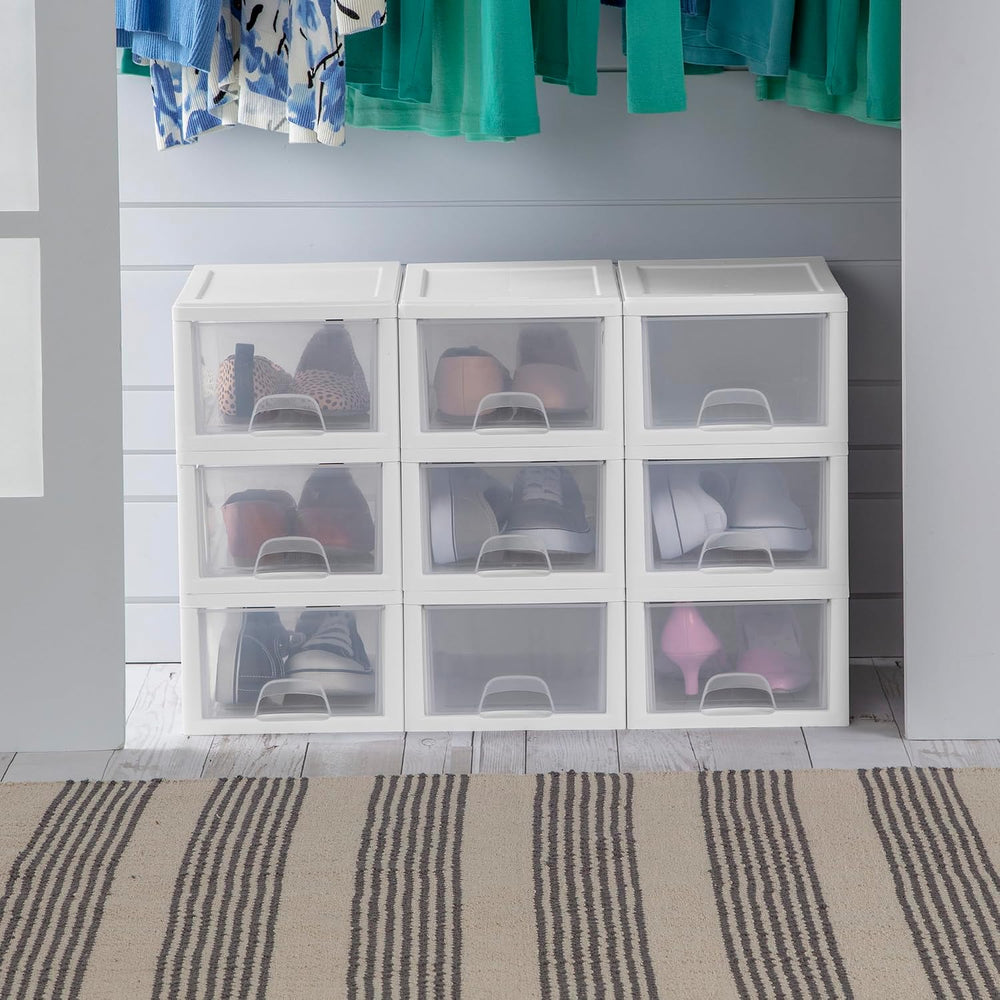 Sterilite Stacking Drawer Storage Organizer for Clothes, 6 Quart, 6-Pack