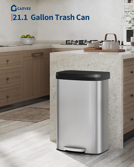 Garvee 21 Gallon / 80 Liter Stainless Steel Trash Can - Image 2