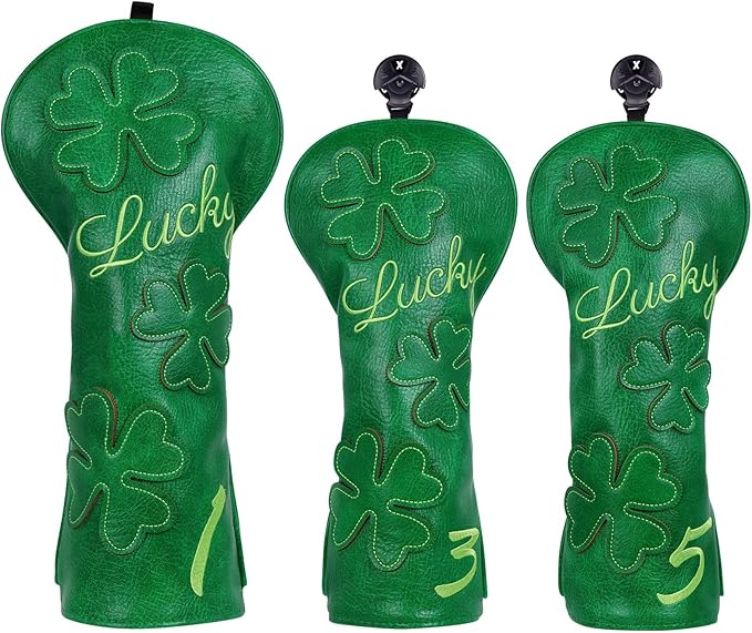 Golf Headcovers Golf Club Head Covers Four Leaf Clover Good Luck Charm by BigTeeth