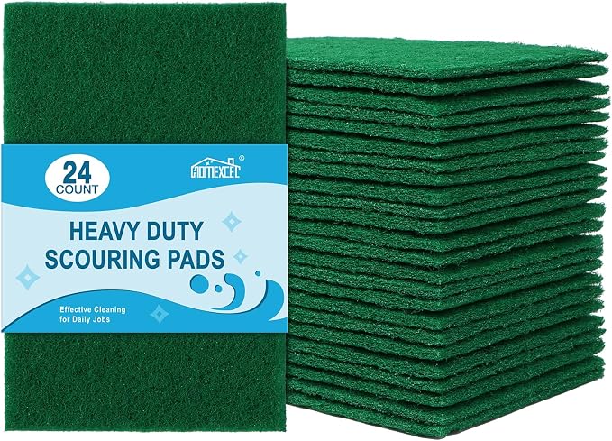 HOMEXCEL Heavy Duty Scouring Pad, 24 Pack Green Scrubbing Pads, Dish Scrubber by HOMEXCEL