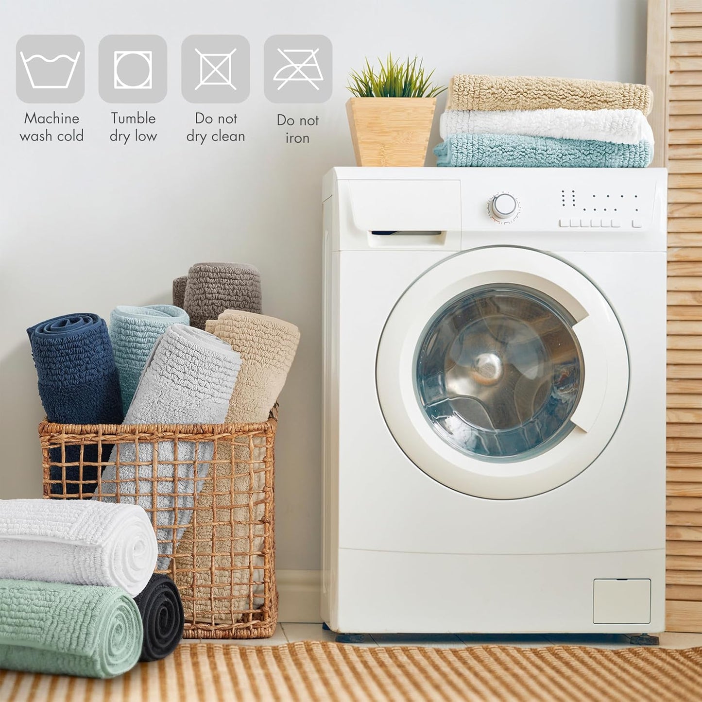 Madison Park Splendor Reversible 100% Cotton Tufted Bathroom Rug-3000 GSM Hotel Quality Luxurious Plush Medium Pile Bath Mat Absorbent, Quick Dry, Shower Room Décor, 21x34, White
