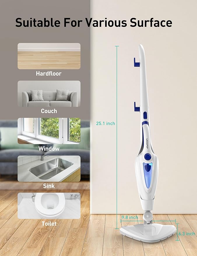 12-in-1 Steam Mop, Fast 15-Sec Heat-Up, 1500W Detachable Handheld Steam Cleaner - Image 6