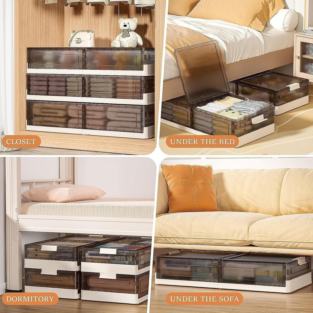 Under Bed Storage Containers, Stackable Under Bed Rolling Storage Plastic Con...