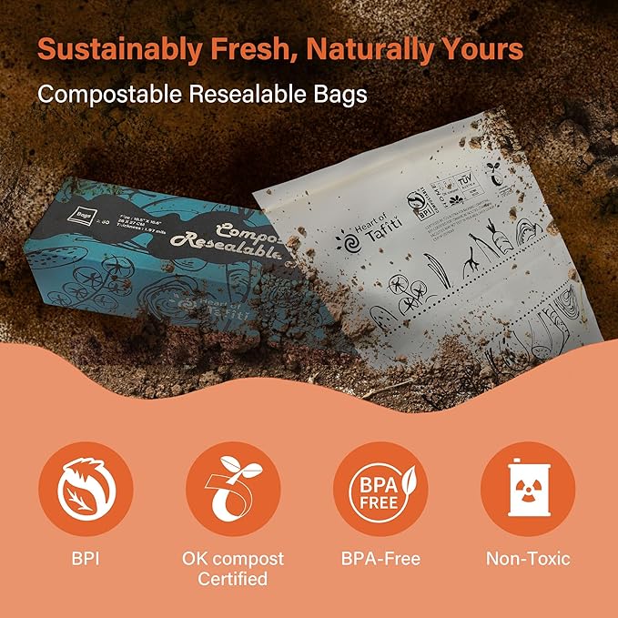 Compostable Food Storage Bags, Large Gallon Resealable Freezer Bags, 10.5 x - Image 4
