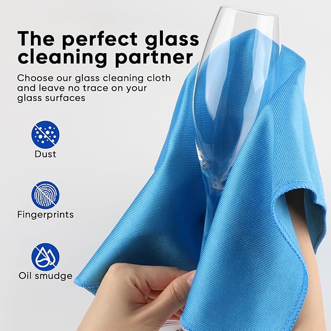 HOMEXCEL Microfiber Glass Cleaning Cloth 12 PK, Lint Free Streak Free, Reusable - Image 3