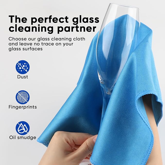 HOMEXCEL Microfiber Glass Cleaning Cloths 6 PK, Lint Free Streak Free, Reusable - Image 3