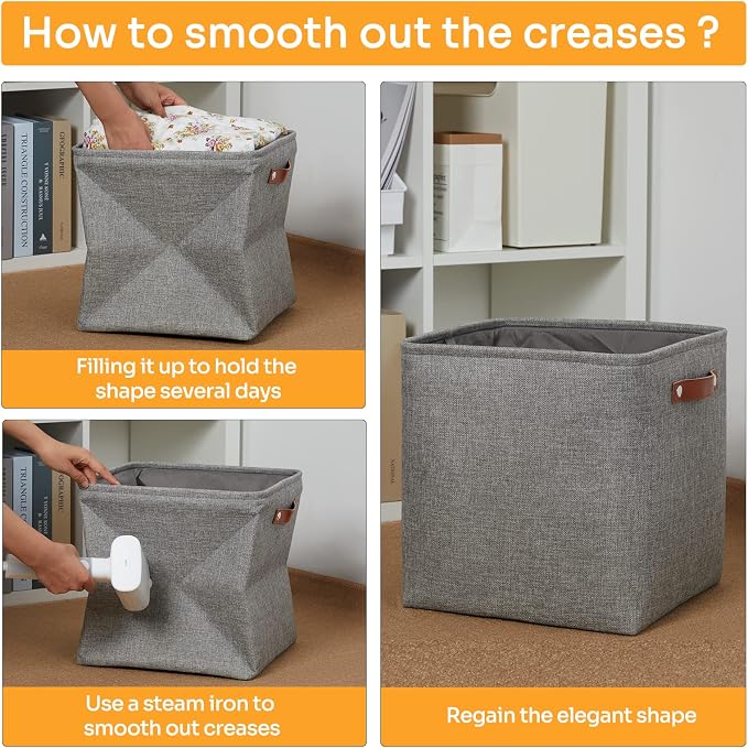 DULLEMELO Cube Storage Boxes, 13 inch Fabric Baskets Closet Storage Bins - Image 5