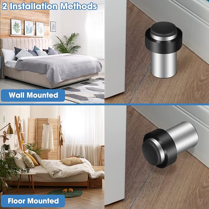 Chumia 20 Pcs Door Stopper Mounted Floor Stops Stainless Steel Cylindrical - Image 4
