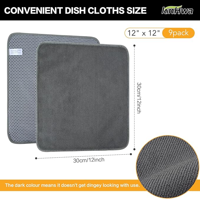 KinHwa Kitchen Washcloths for Dishes Absorbent Microfiber Dish Cloths Quick Dry - Image 6