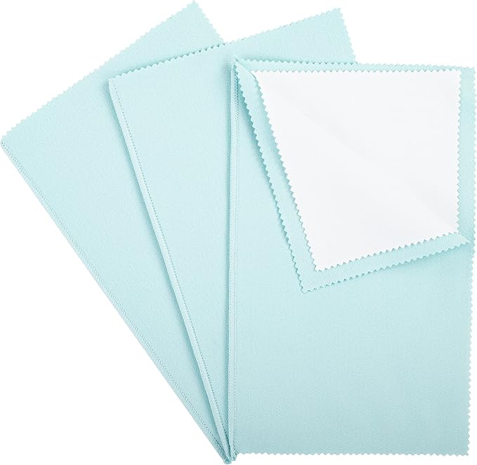 CATIFLIN 3PCS Sea Blue Silver Polishing Cloths, Tarnish Remover, Reusable & by CATIFLIN