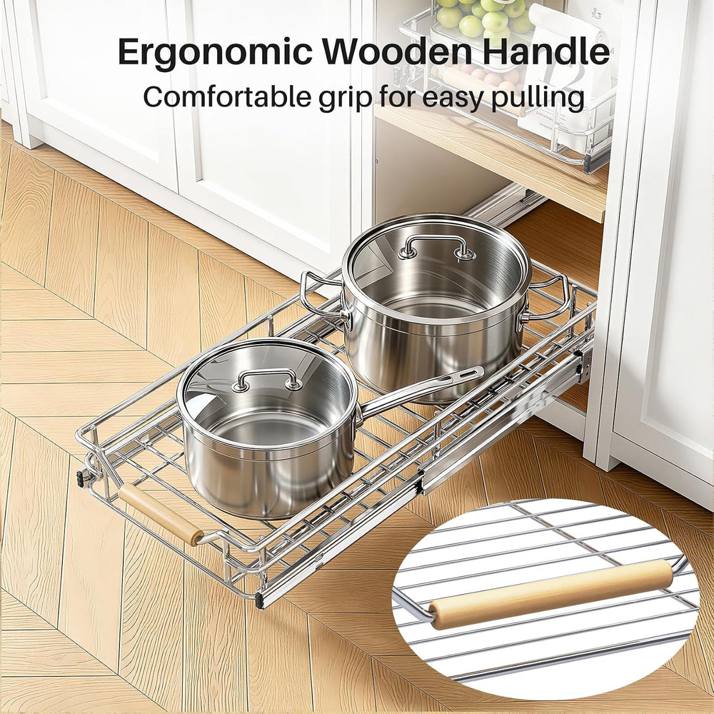 Pull out Cabinet Organizer, 9"W X 21"D, Heavy Duty Smooth Sliding U...
