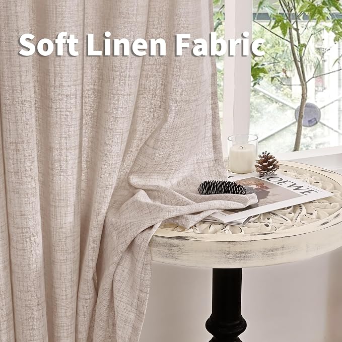 YoungsTex Natural Linen Curtains 95 Inches Long 2 Panels - Image 9