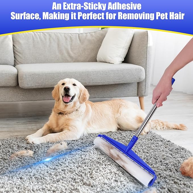 COBETE 13.77" Large Extra Sticky Lint Roller, 69.88" Long Handle Lint Remover - Image 6