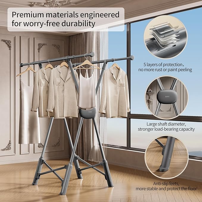 BIREN Clothes Drying Rack Heavy Duty Clothing Racks Extending Laundry Rack Two - Image 5