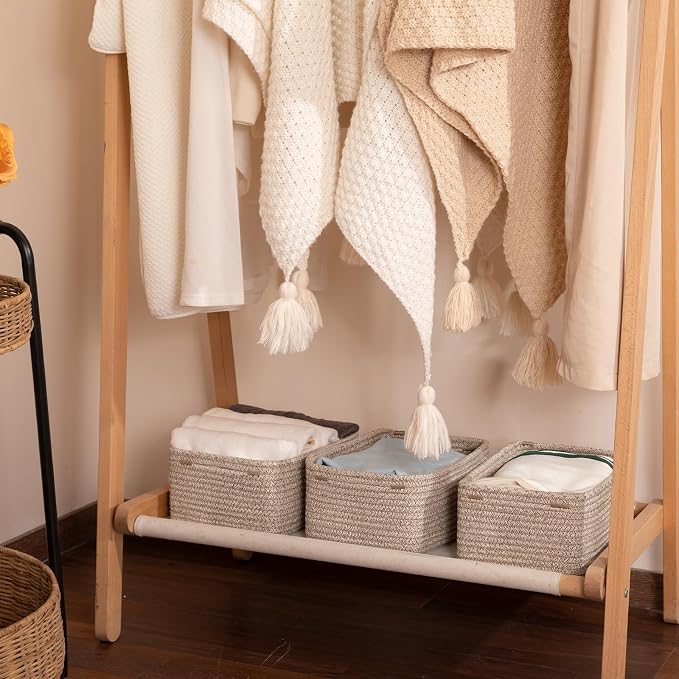 3 Pack Small Storage Baskets for Organizing, Cute Woven Decorative Gift Baskets - Image 6