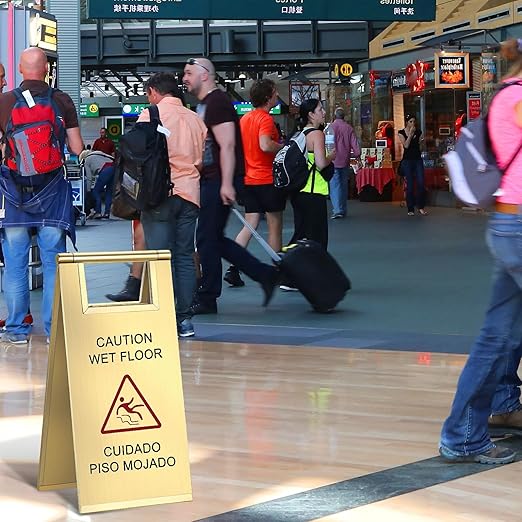 Kigley 2 Pcs Wet Floor Sign, 17 Inch Stainless Steel Caution Wet Floor Sign - Image 5