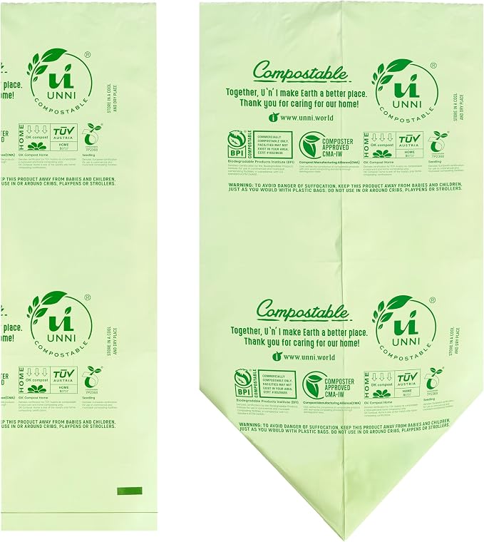 UNNI Compostable Trash Bags, 2.6 Gallon / 9.84 Liter, Extra Thick 0.71 Mil - Image 3