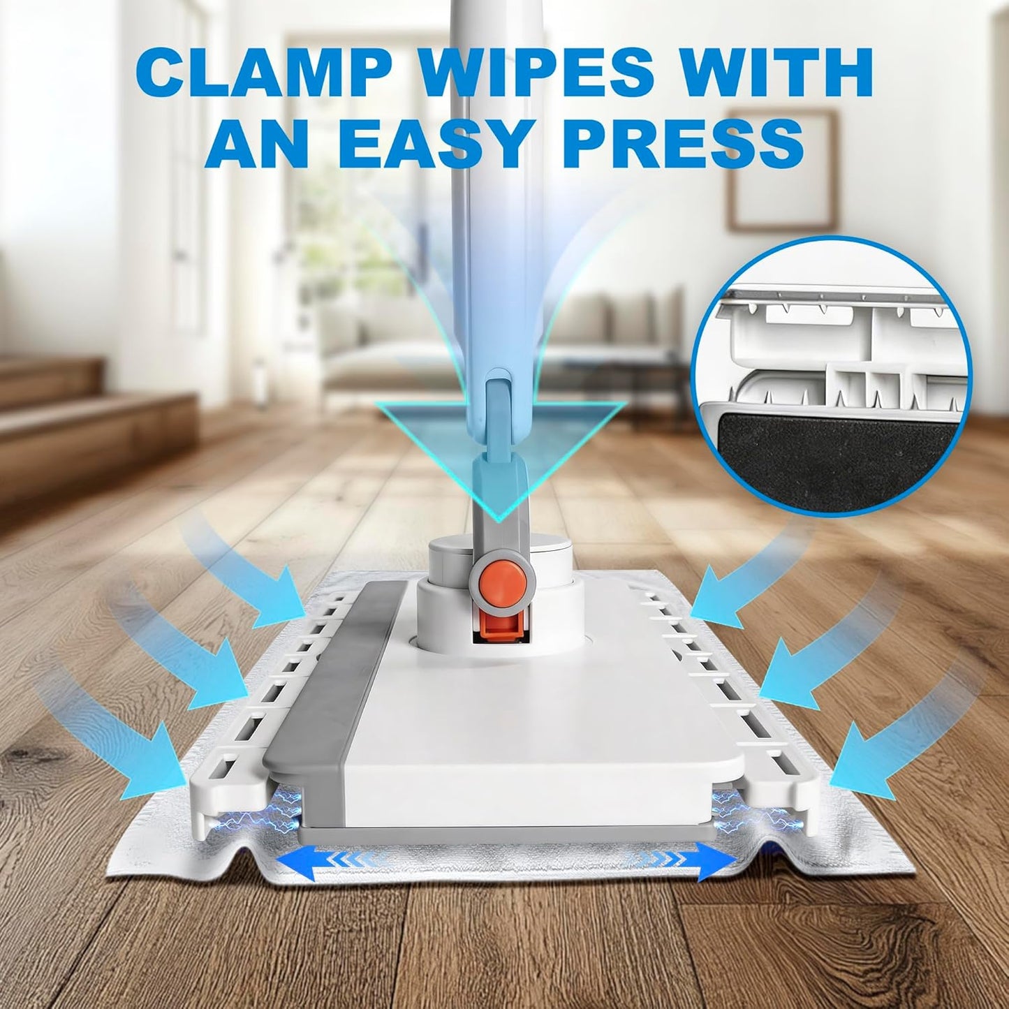 Snap Grip Mini Mop, No Wash Lazy Sweeper Mops, Zero Touch Disposable Dust Mop Compatible with Swiffer Wet/Dry Pads Click Cloth Change Wet/Dry Pads, Dust Mopping for Hardwood, Tile, Floor