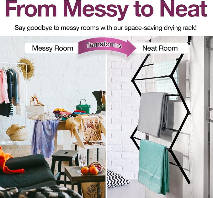 BLACK+DECKER Over The Door Expandable Telescopic Drying Rack, Clothes Organizer - Image 3