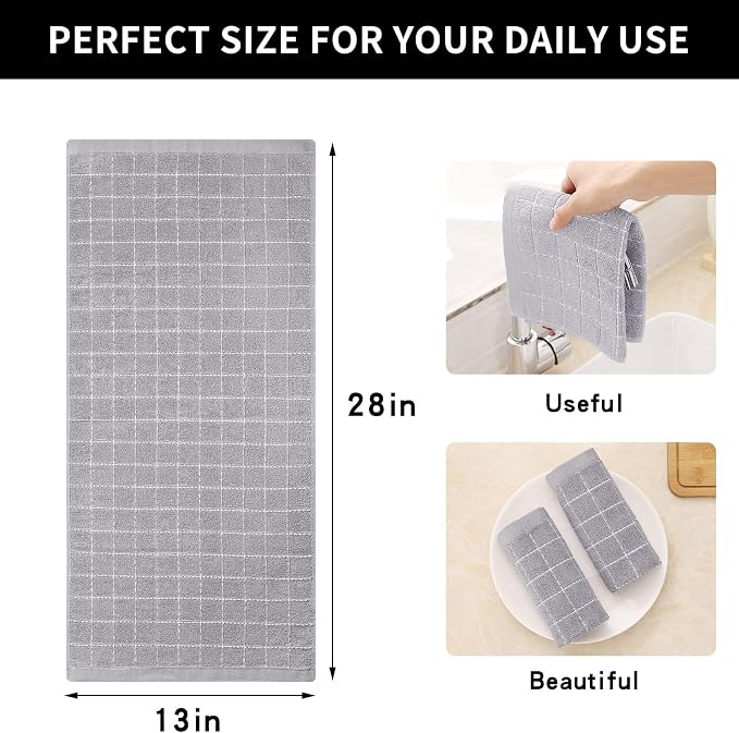 Homaxy 100% Cotton Terry Kitchen Towels, Checkered Designed, Soft and Super - Image 5