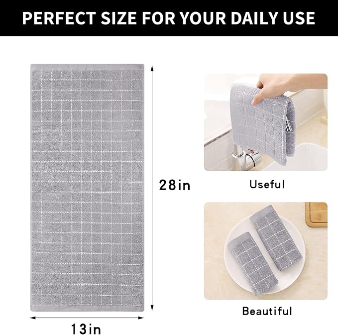 Homaxy 100% Cotton Terry Kitchen Towels, Checkered Designed, Soft and Super - Image 5