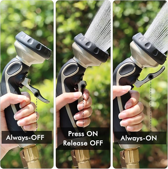 RESTMO Hose Nozzle with Easy Self-Lock Trigger, Heavy Duty Metal Water Hose - Image 2