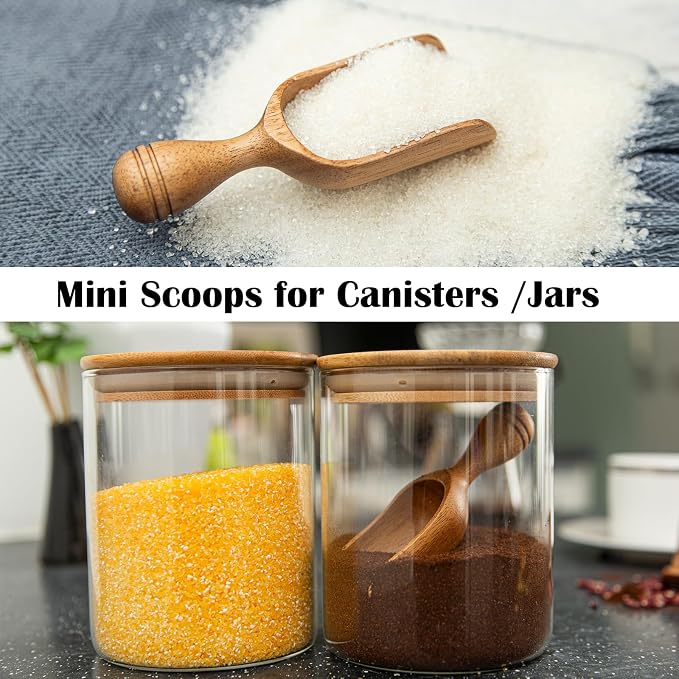 Wooden Scoops for Canisters 4PCS Wooden Scoop for Jars Acacia Mini Measuring - Image 6