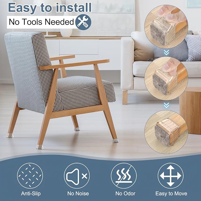 24PCS Square Chair Leg Floor Protectors - Image 5