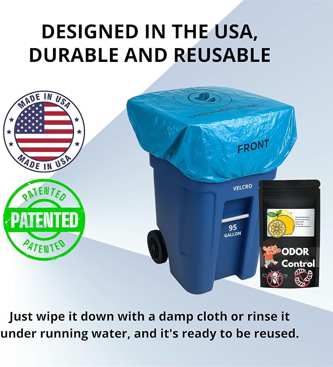Outdoor Trash Can Odor Eliminator Cover Lemon Scented Durable Elastic Bag - Image 2