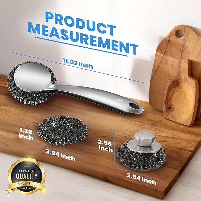 Steel Wool Scrubber Dish Brush Set - Image 7