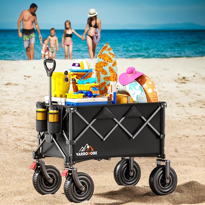 Big Rubber Wheels Beach Wagon Cart Foldable, 9x3 All-Terrain Wheels, Heavy Duty - Image 7