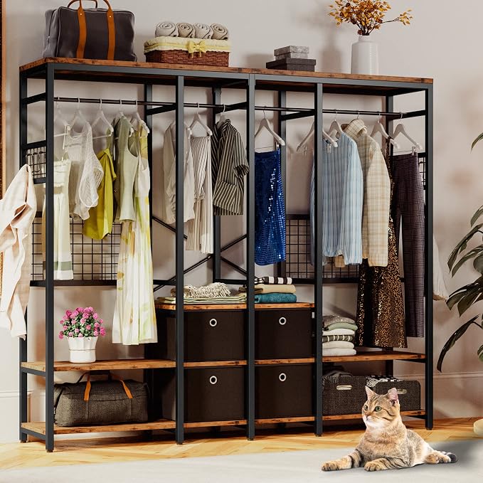 IRONCK Garment Racks with Shelves 4 Drawers and 8 Hooks Heavy Duty Closet - Image 2