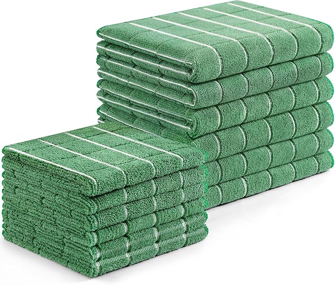 Homaxy Microfiber Kitchen Towels and Dishcloths Set, 12 Pack Soft and Absorbent by Homaxy
