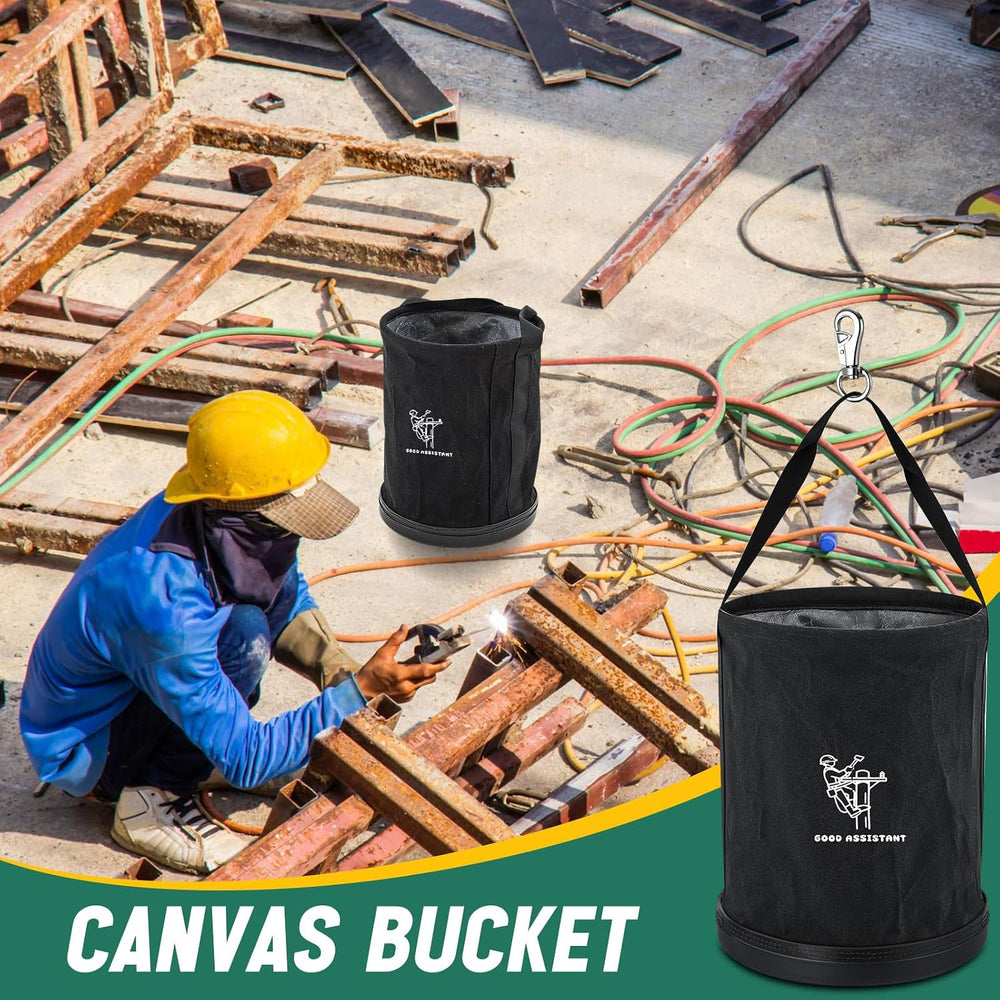 2 Pack 15" x 12" Linemen Canvas Tool Bucket Bag,Black
