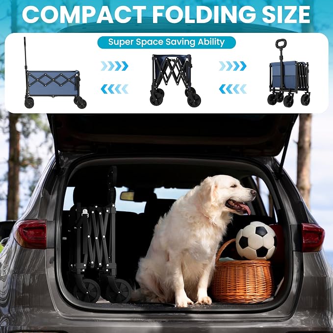Collapsible Folding Wagon with Tailgate, Wagons Carts Foldable with 350lbs - Image 2