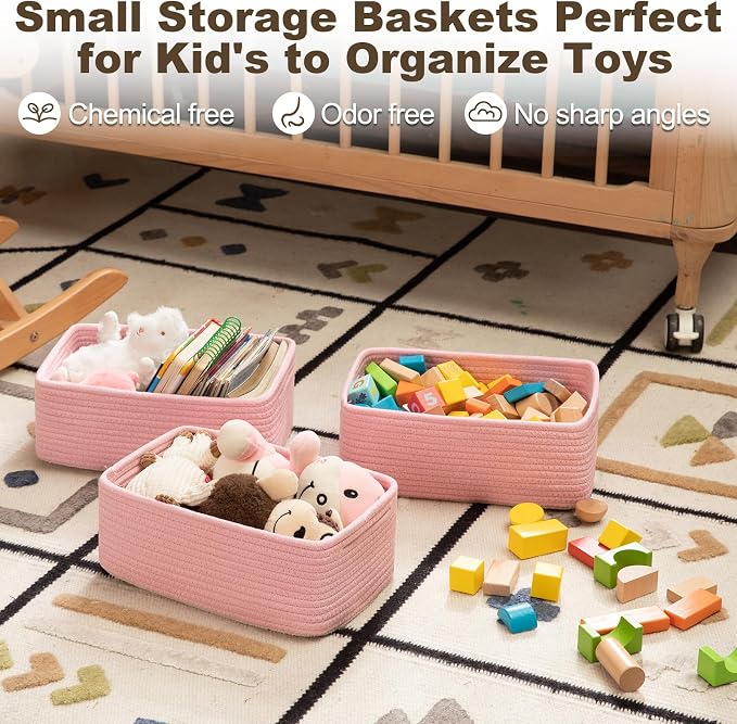 3 Pack Small Storage Baskets for Organizing, Cute Woven Decorative Gift Baskets - Image 3