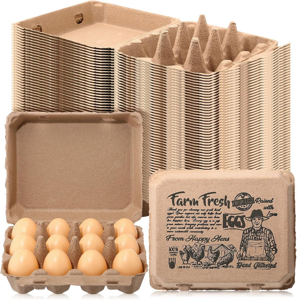 Honeydak 100 Pcs Egg Cartons Bulk 12 Count 3x4 Style Pulp Paper Egg Tray Doze...
