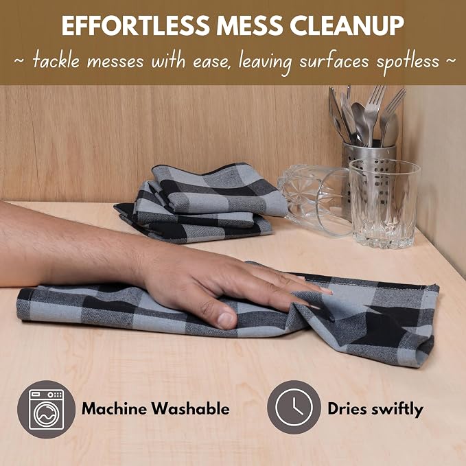 Native Fab Buffalo Check Kitchen Dish Towels, 4 Pack, Washable 16"x26" - Image 7