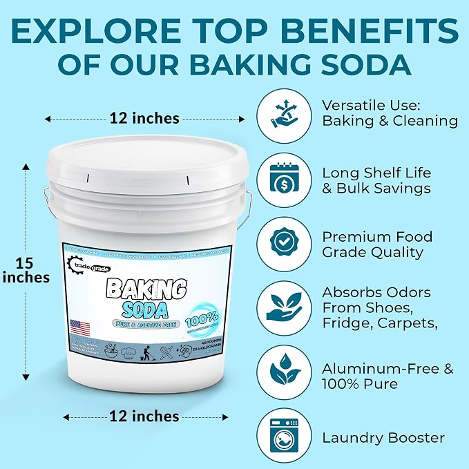 TradeGrade Pure Baking Soda Powder – 45 lb Bucket, Sodium Bicarbonate Powder | - Image 7