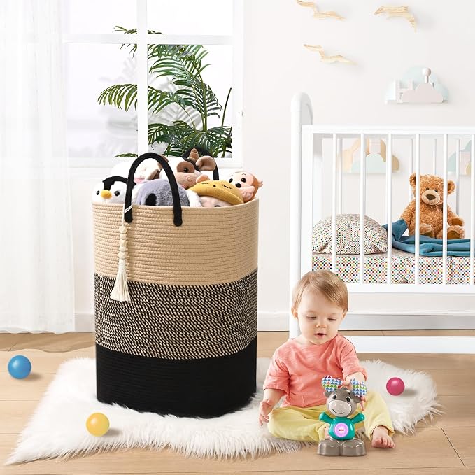 Woven Laundry Basket for Clothes, 80 L Large Rectangle Laundry Hampers - Image 5